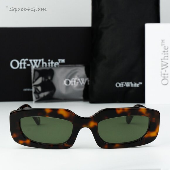 Off-White Women Sunglasses Havana Green Rectangle OERI13C RENTON 6055 BRAND NEW main image 4
